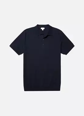 Men's Knit Polo Shirt in Navy