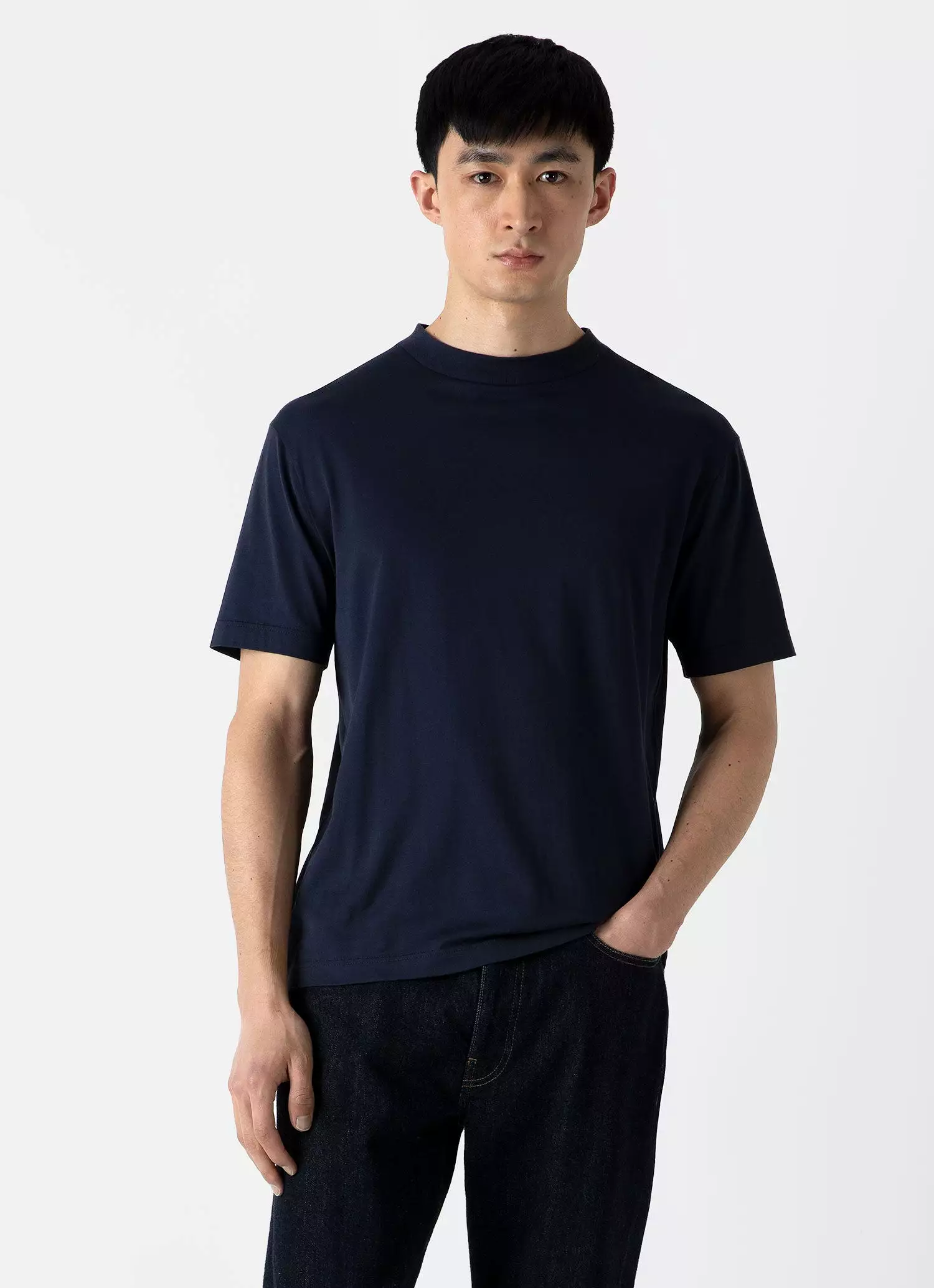 Men's Mock Neck T-shirt in Navy