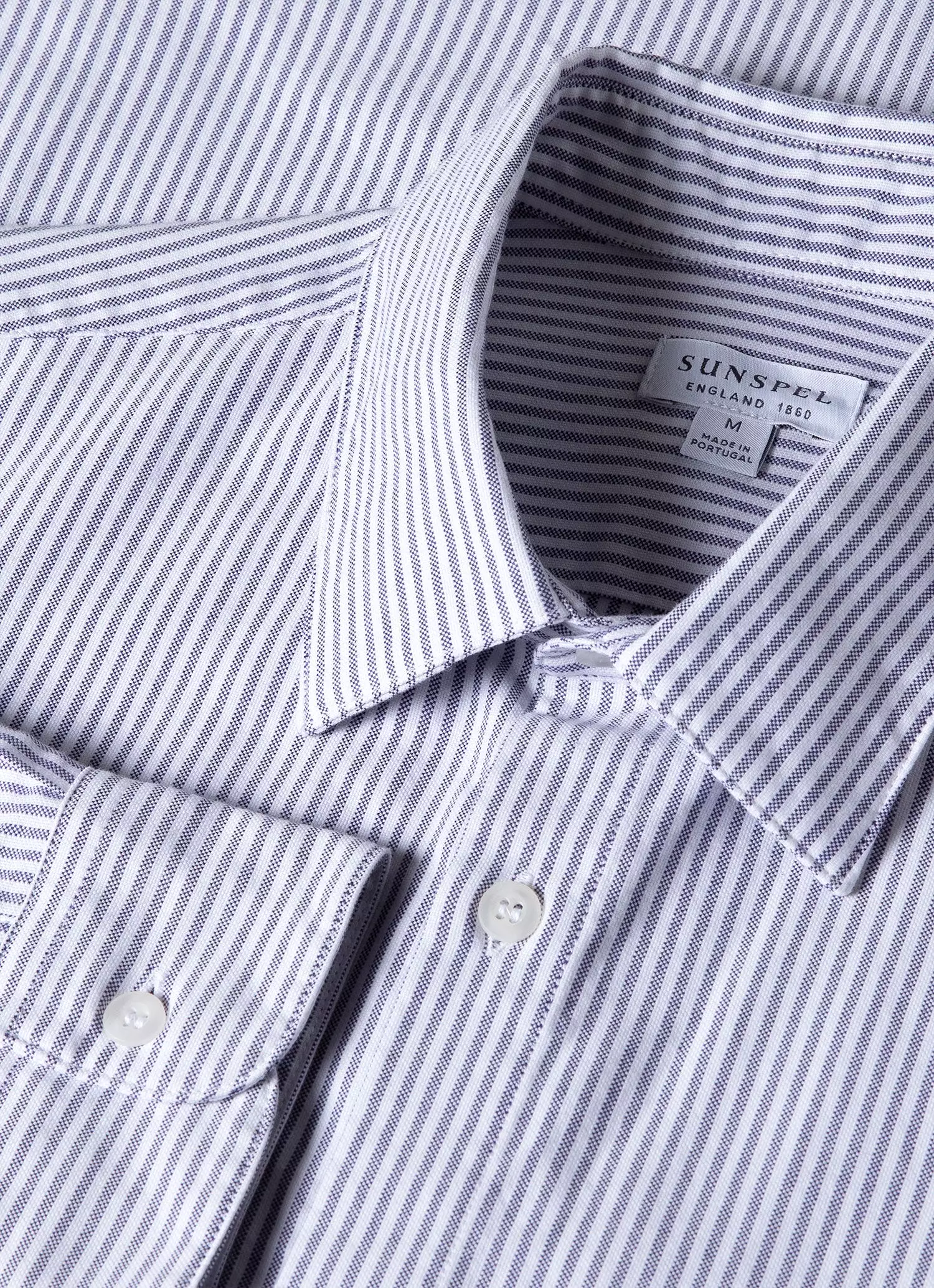 Men's Oxford Stripe Shirt in White/Navy Oxford Stripe