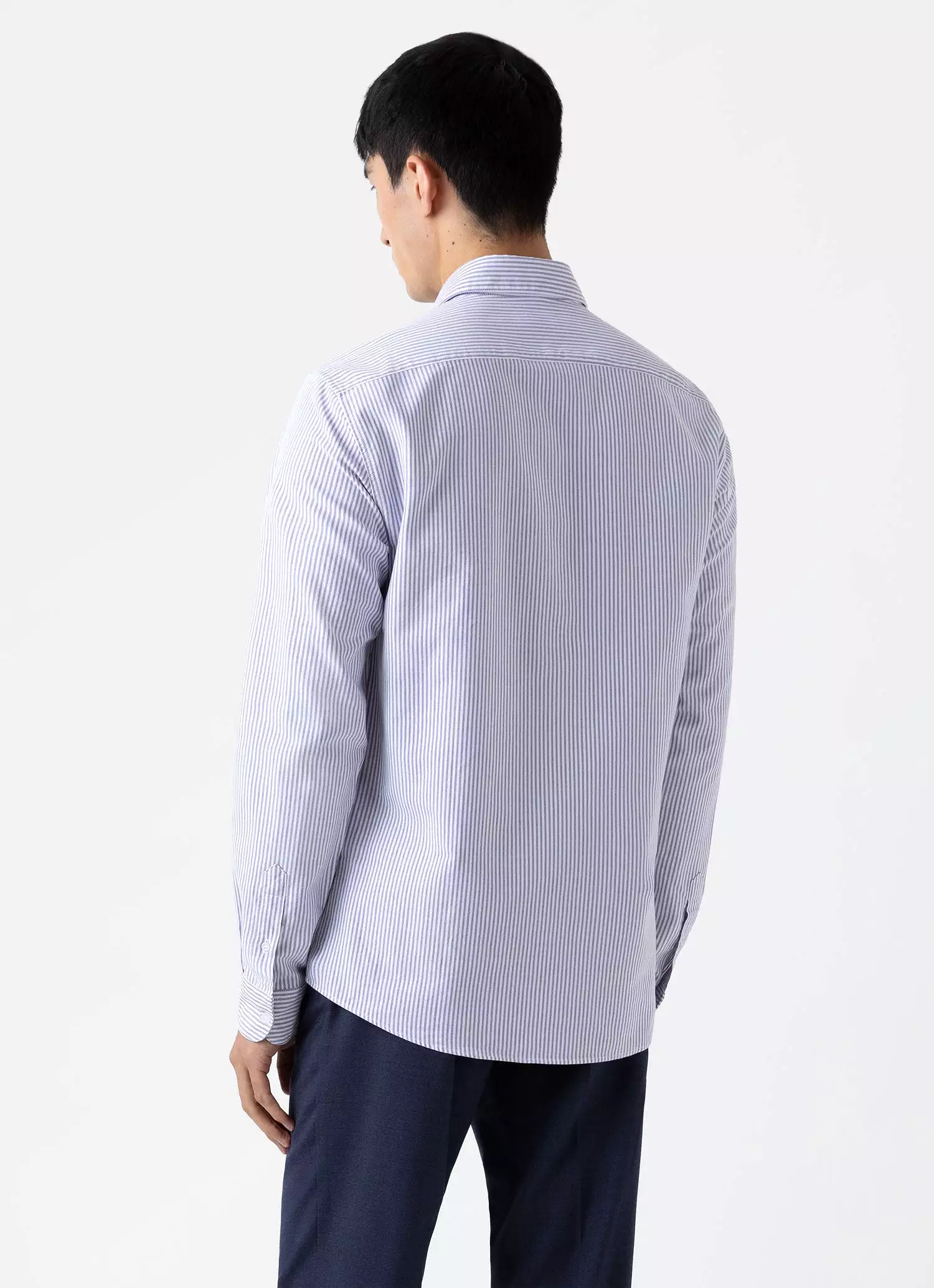 Men's Oxford Stripe Shirt in White/Navy Oxford Stripe