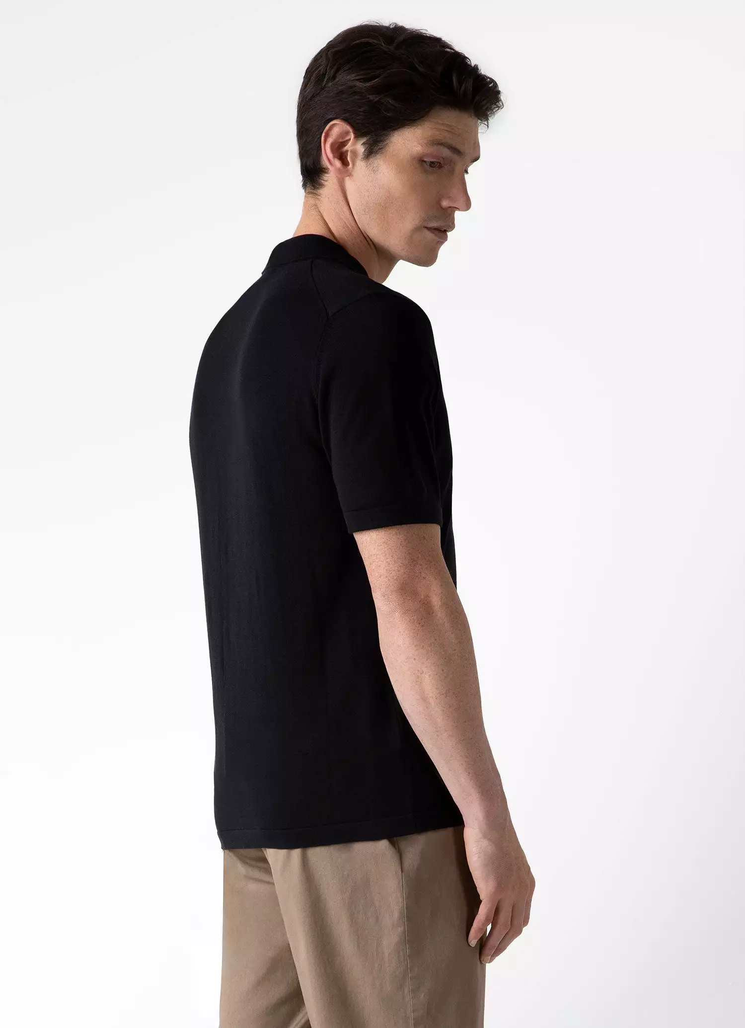 Men's Sea Island Cotton Knit Shirt in Black