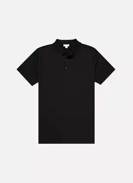 Men's Sea Island Cotton Polo Shirt in Black