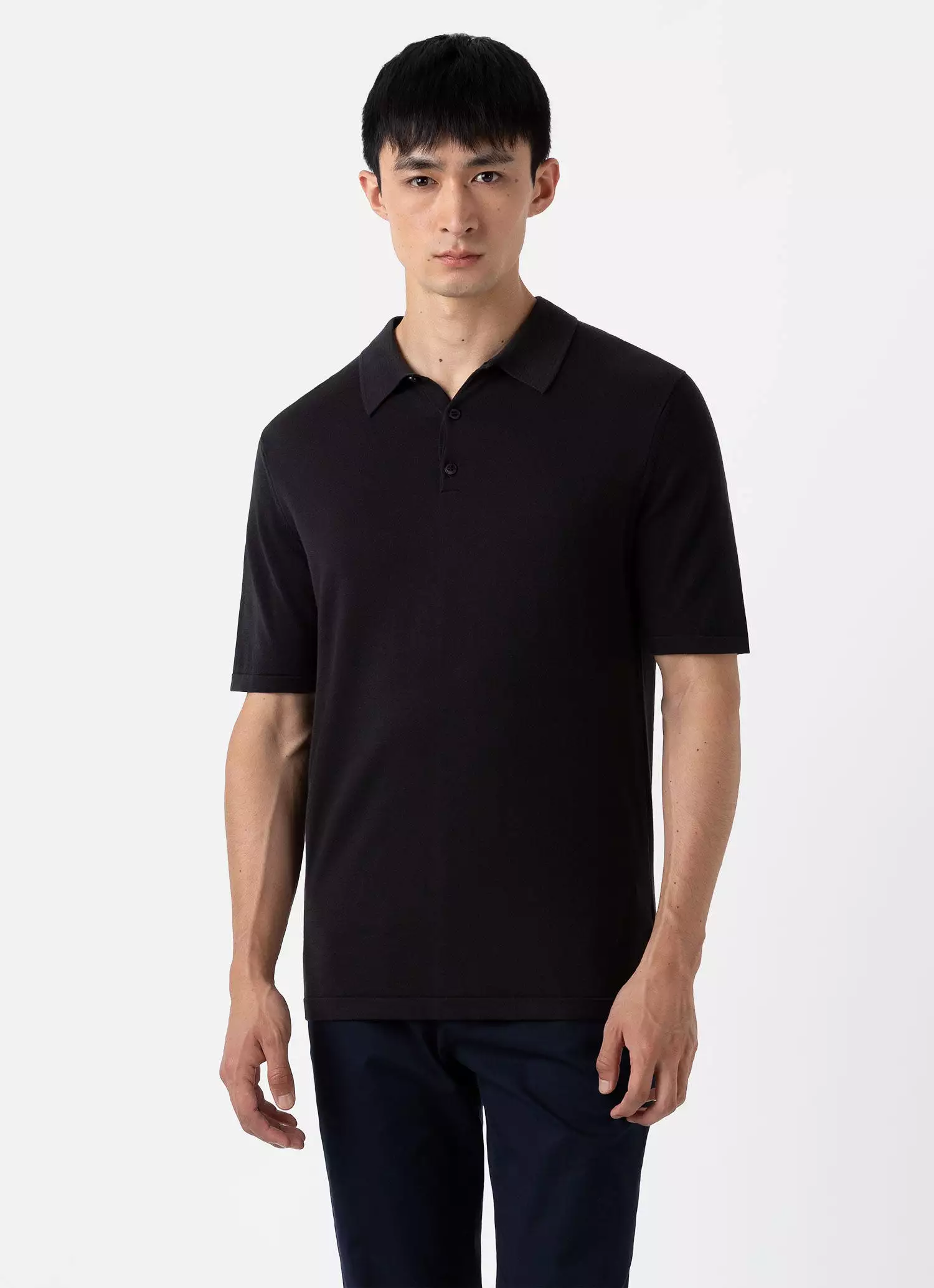 Men's Sea Island Cotton Polo Shirt in Black