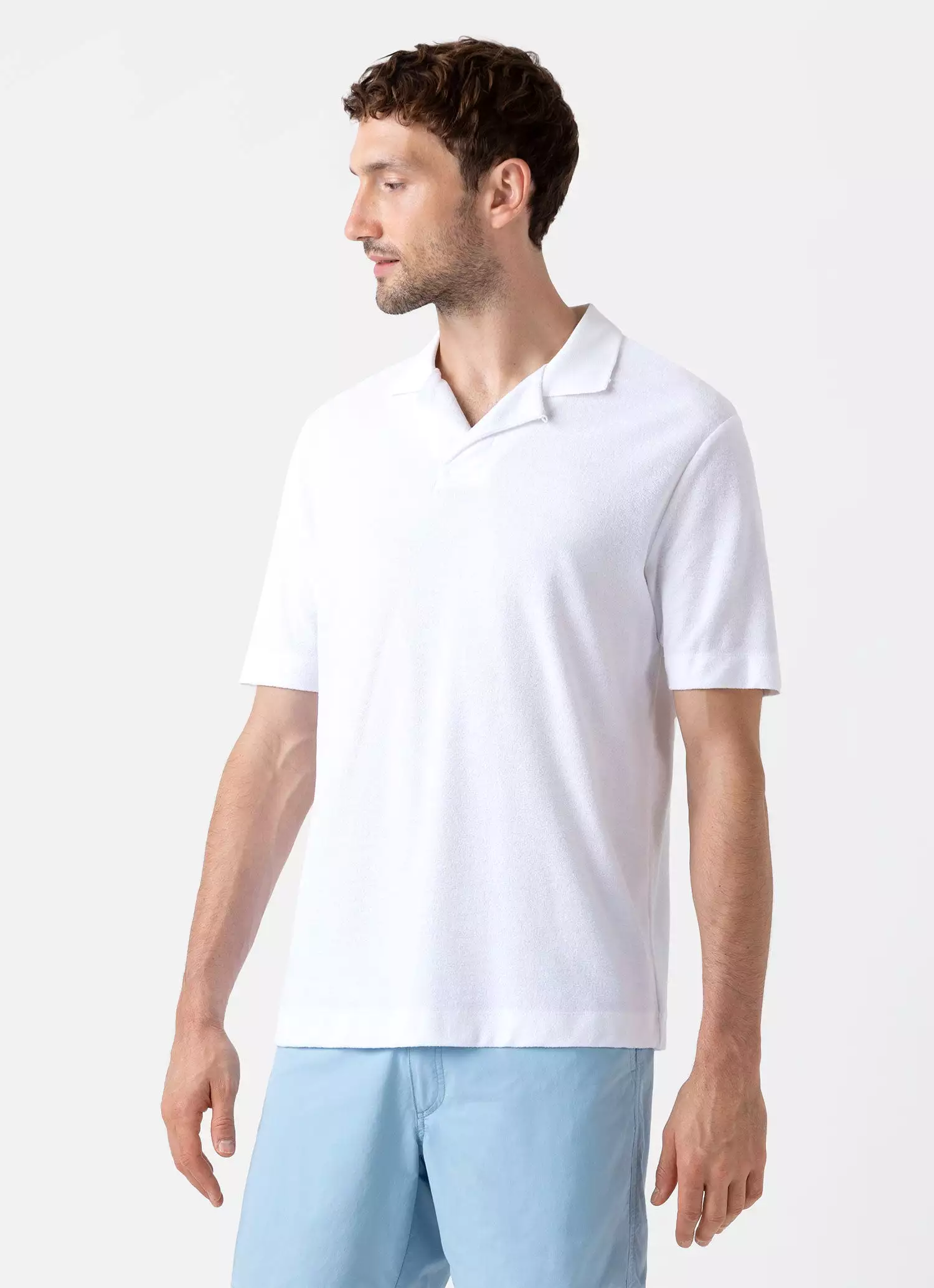 Men's Towelling Polo Shirt in White