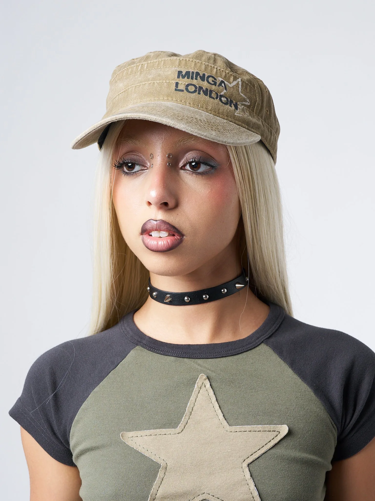 Minga Star Beige Military Cap