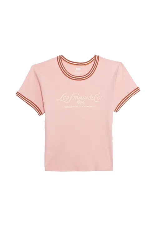 MINI T-SHIRT LEVI'S FEMME GRAPHIC RINGER ROSE QUARTZ