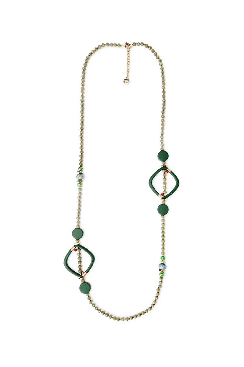 MYA ACCESSORIES | Collana lunga microcristalli con rombi