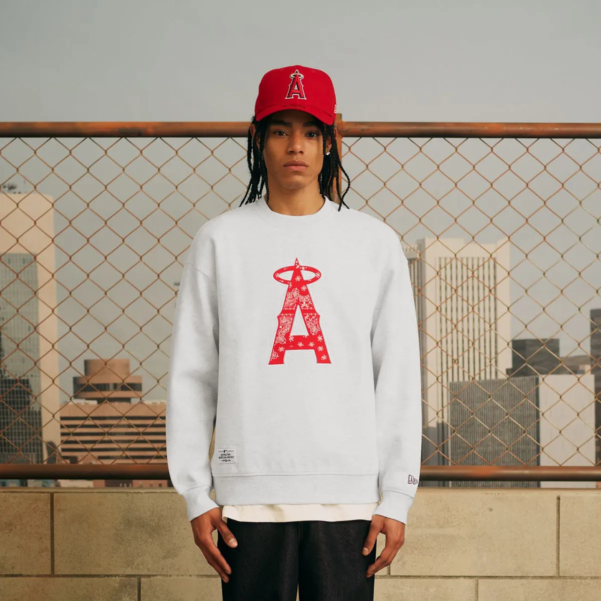 New Era  |Unisex Oversized Logos on the Sleeves Logo Sweatshirts