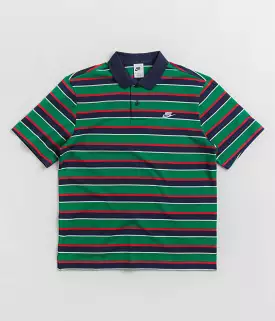 Nike Club Striped Polo Shirt - Midnight Navy / White