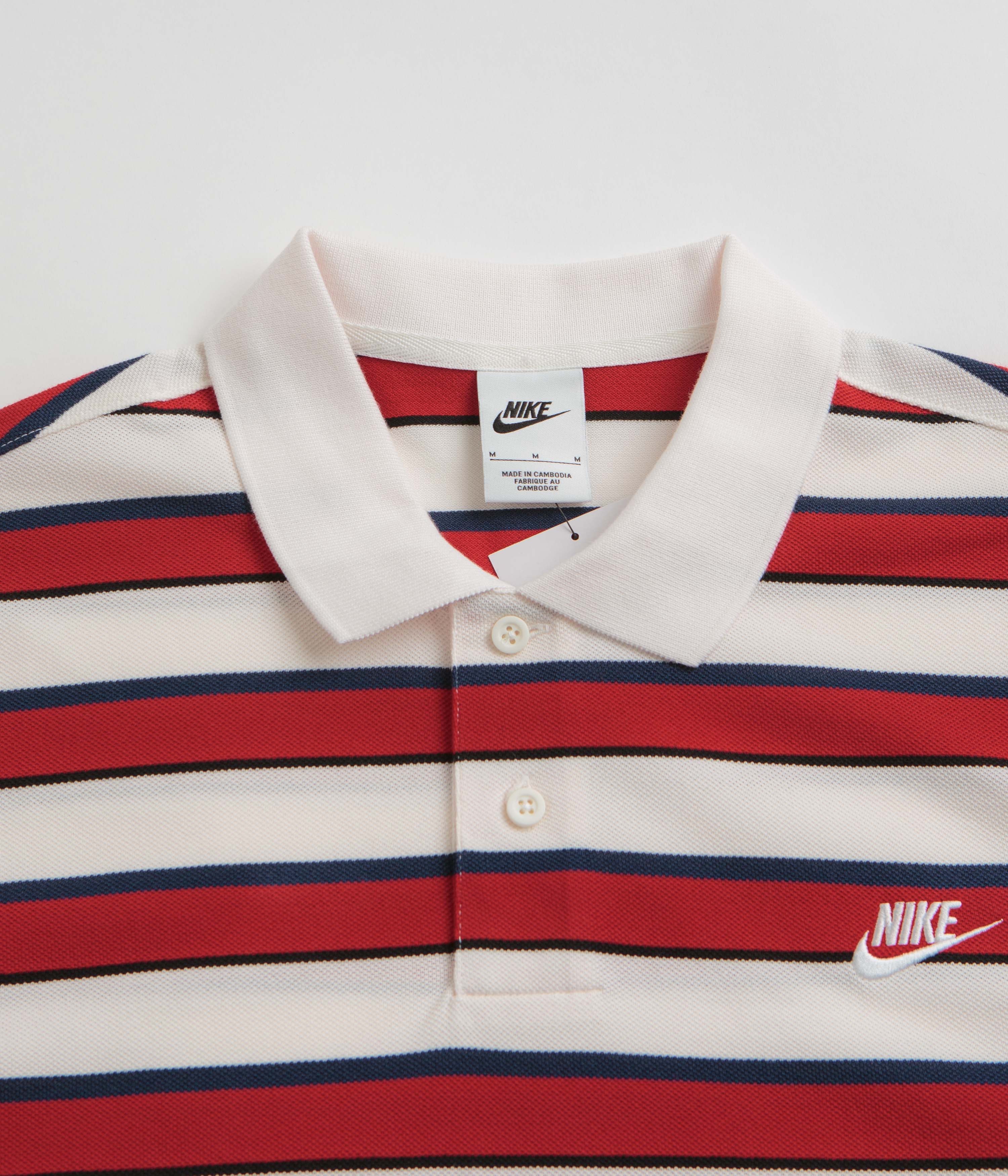 Nike Club Striped Polo Shirt - Sail / White