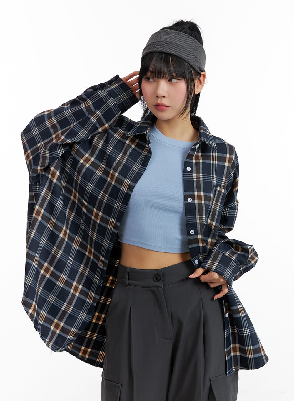 Oversized Checkered Shirt IF402