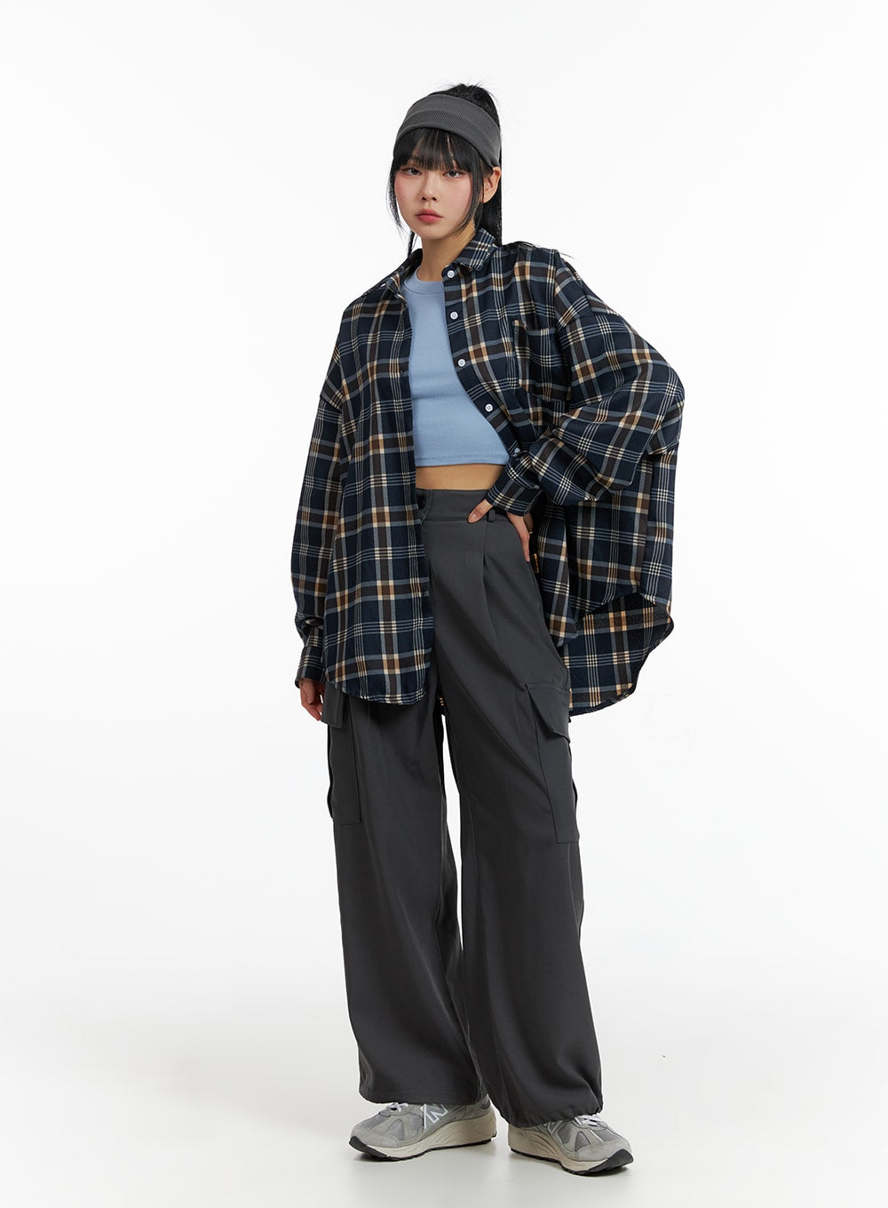 Oversized Checkered Shirt IF402