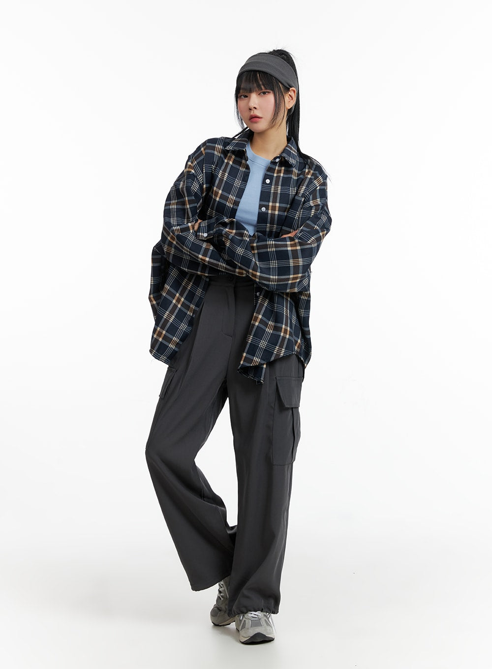 Oversized Checkered Shirt IF402