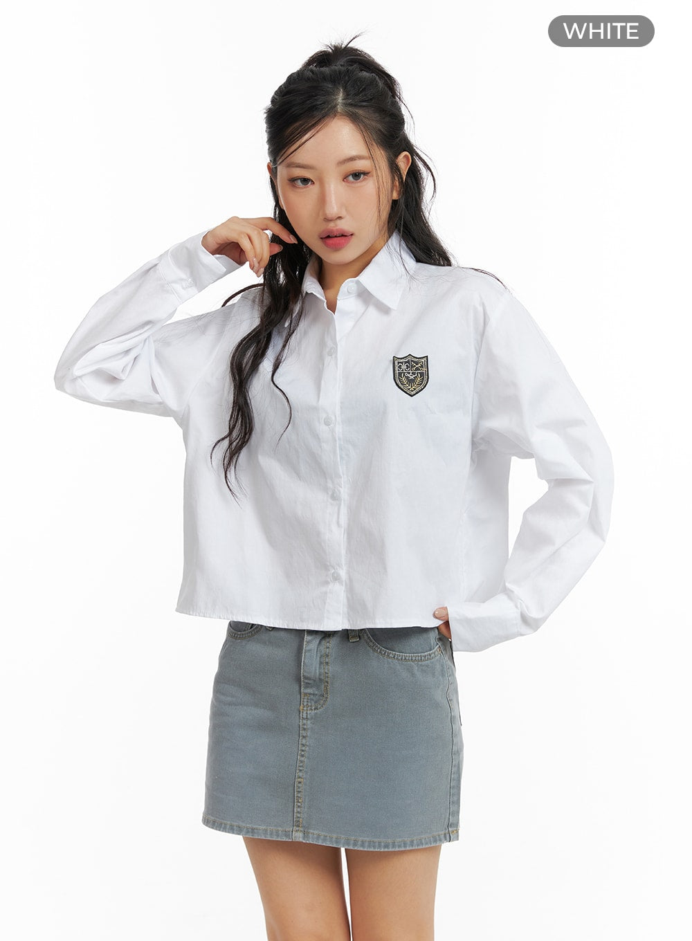 Patch Button Long Sleeve Shirt CF427