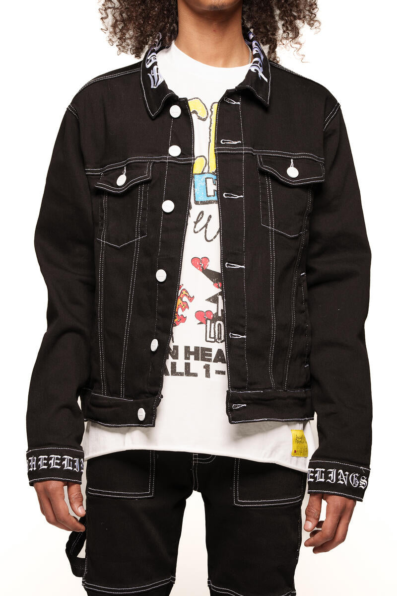 PHEELINGS DEFYING ODDS DENIM JACKET (JET BLACK/WHITE)