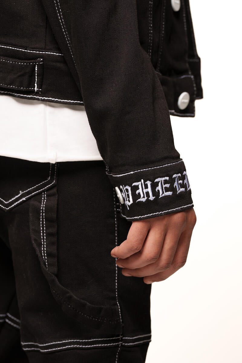 PHEELINGS DEFYING ODDS DENIM JACKET (JET BLACK/WHITE)