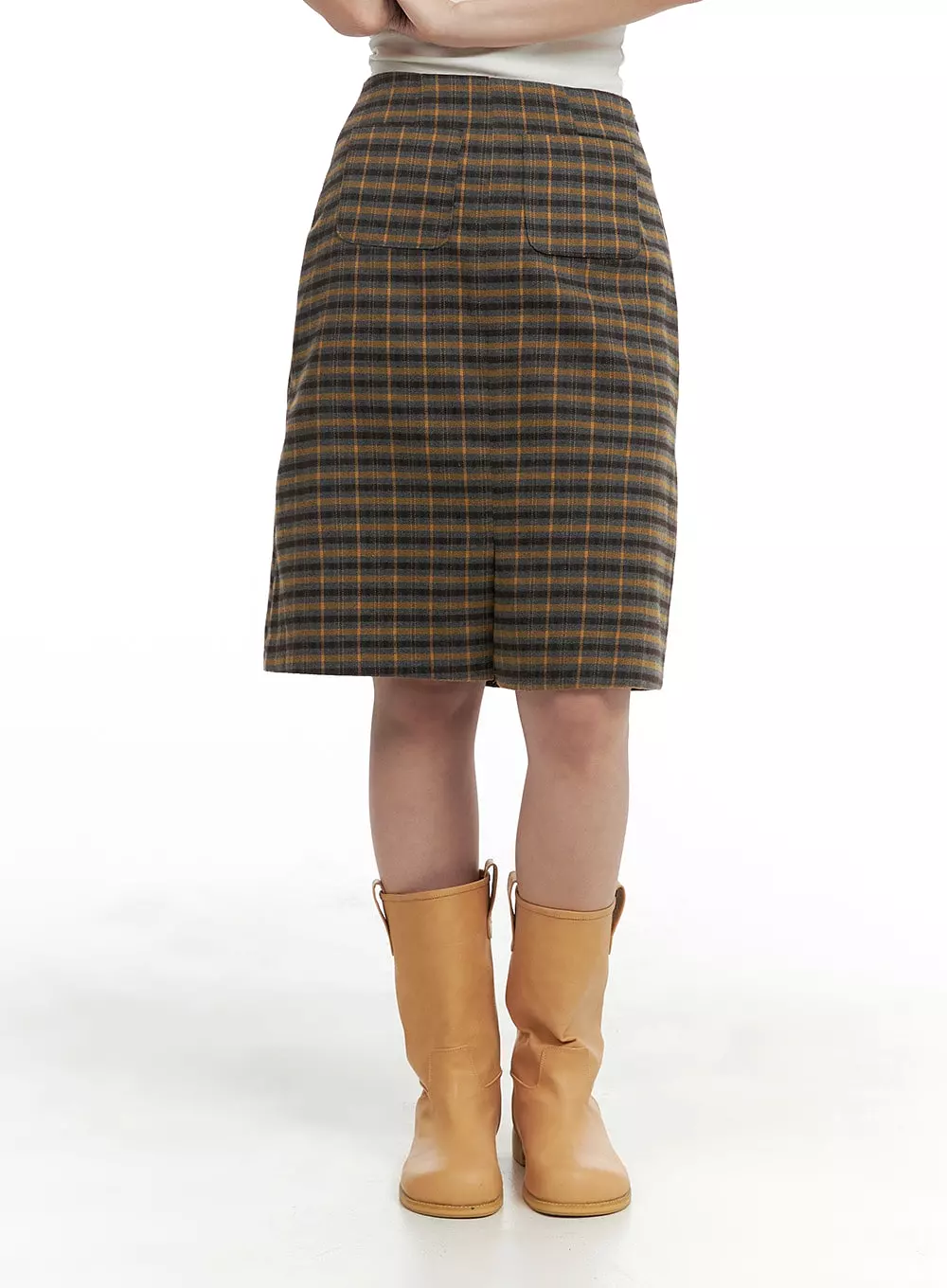 Plaid Midi Skirt OM422