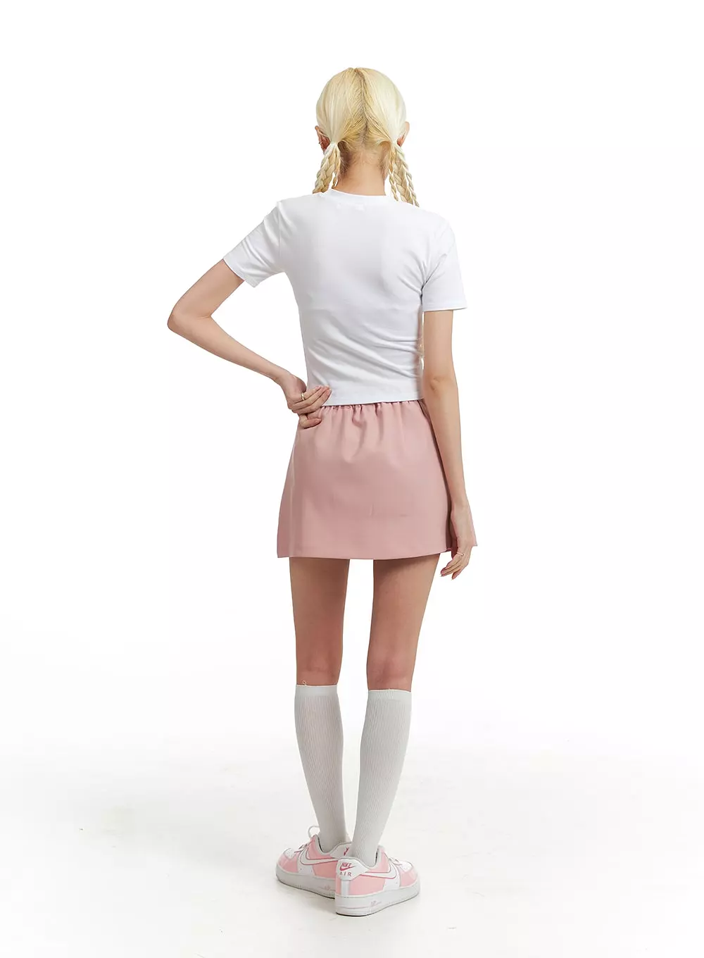 Ribbon Pleated Mini Skirt IF408