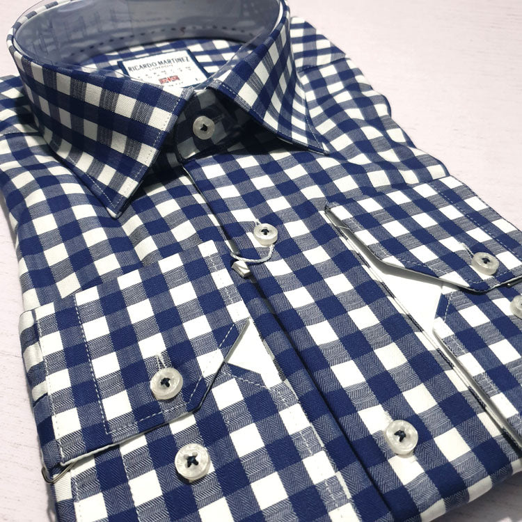 Ricardo Martinez two tone check Shirt | Blue