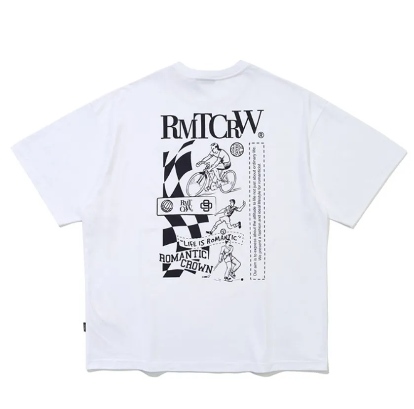 ROMANTIC CROWN  |Unisex Street Style Plain Cotton Short Sleeves Oversized