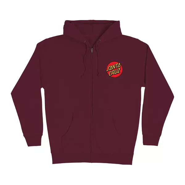 Santa Cruz Mens Classic Dot Zip Hoodie Sweatshirt - Maroon