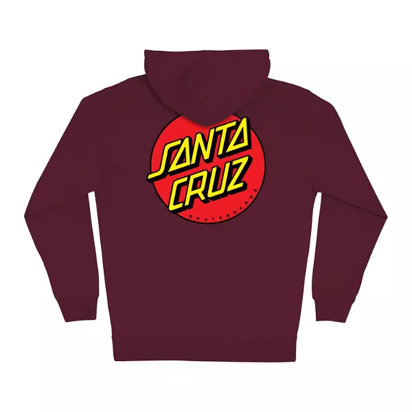 Santa Cruz Mens Classic Dot Zip Hoodie Sweatshirt - Maroon