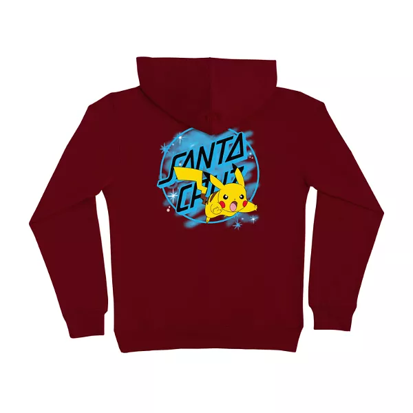 Santa Cruz X Pokémon Pikachu Spray Dot Youth Hoodie - Maroon