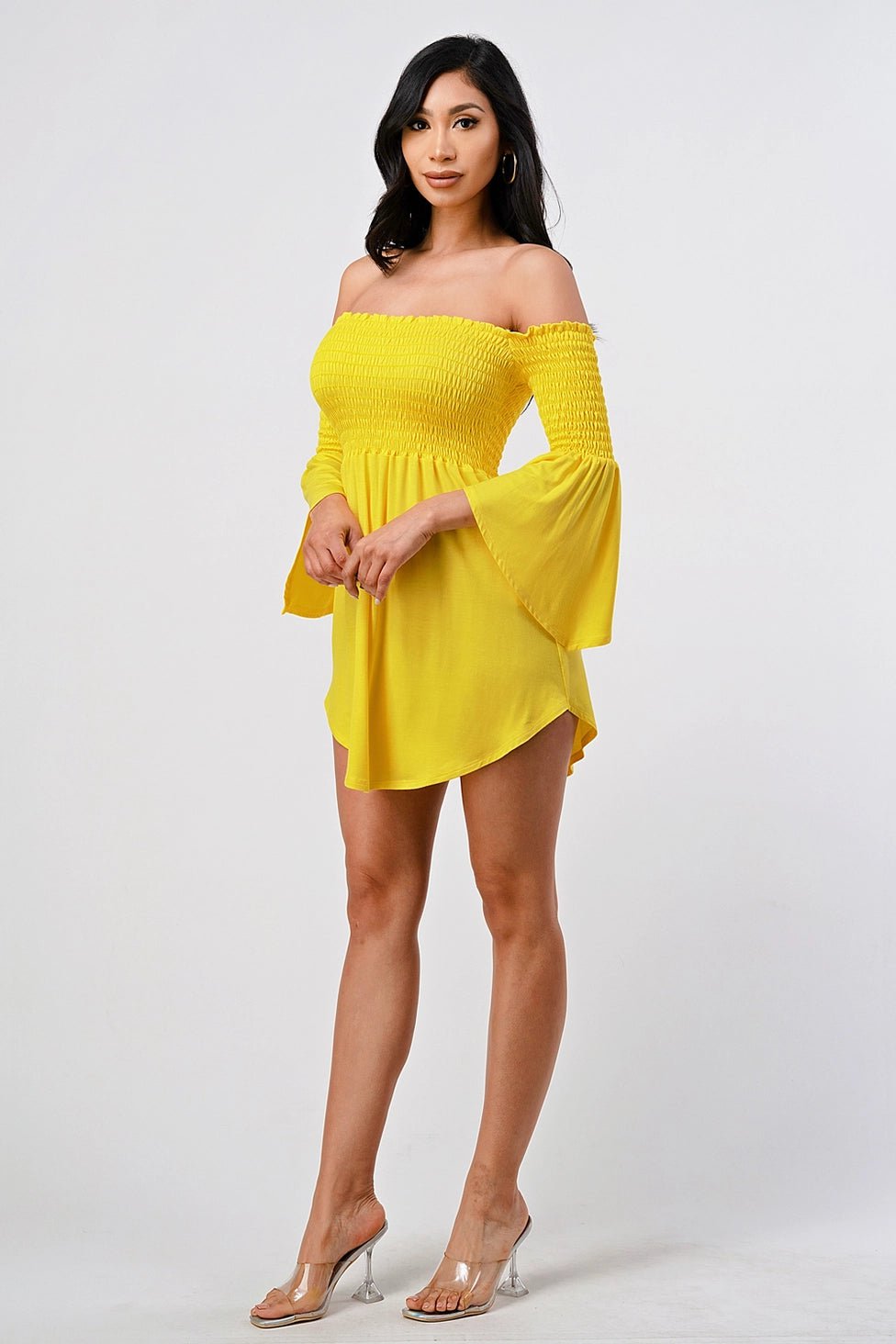 Sasha Off-Shoulder Mini Dress Yellow