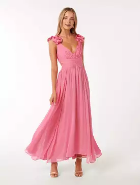 Selena Ruffle Shoulder Maxi Dress