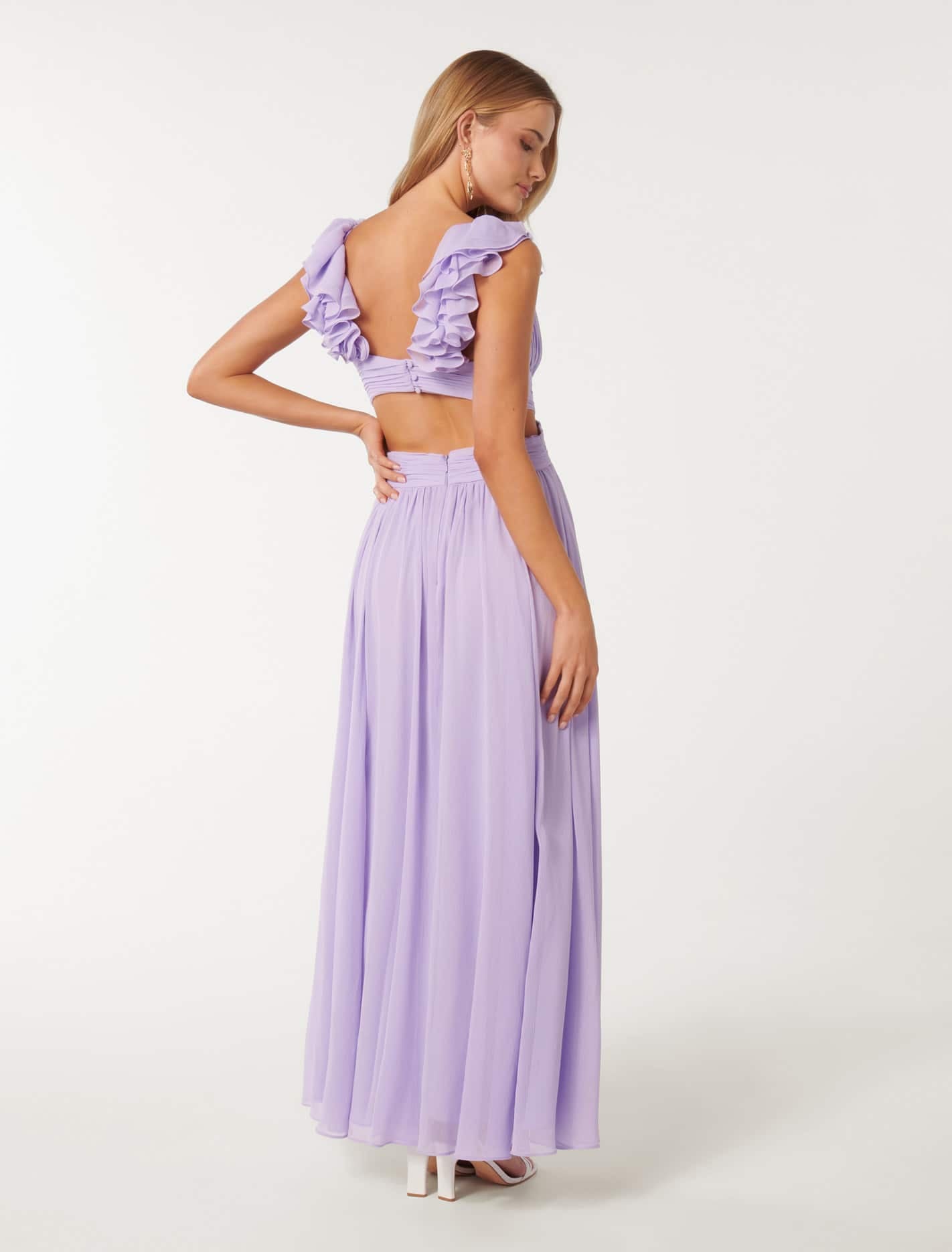 Selena Ruffle Shoulder Maxi Dress