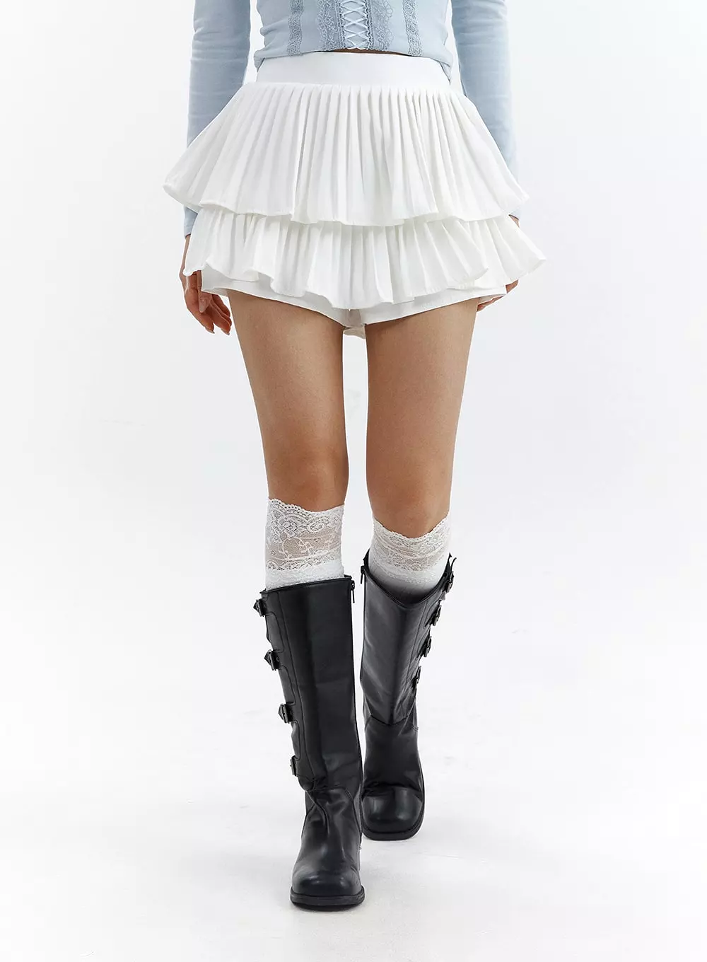 Shirred Ruffle Mini Skirt CJ423