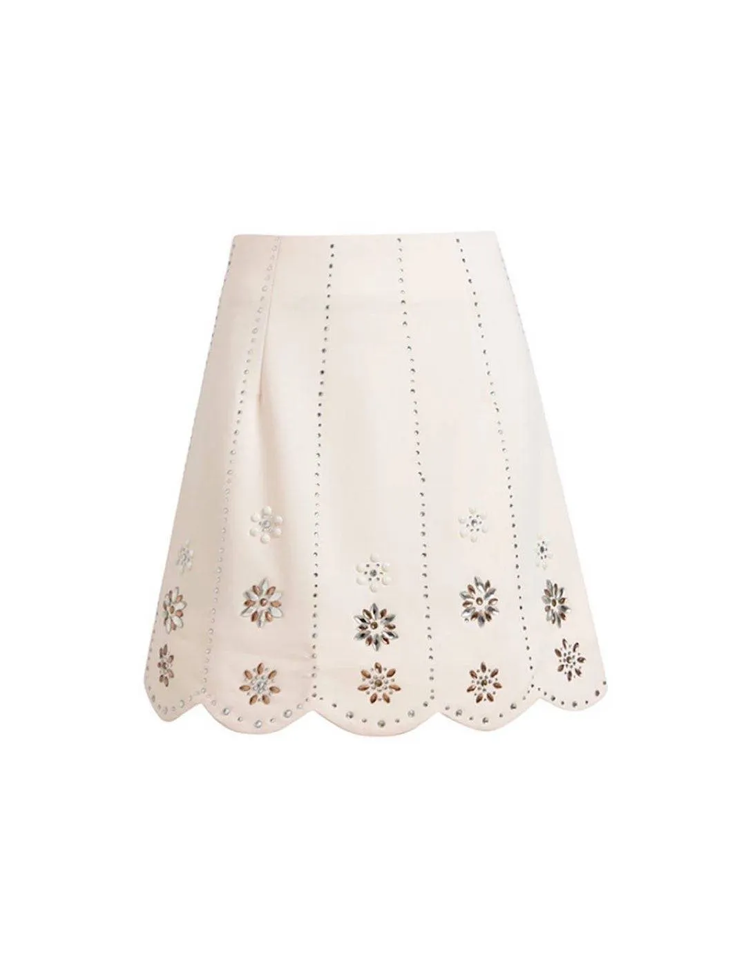 Short Skirt With Diamond Floral Beadings