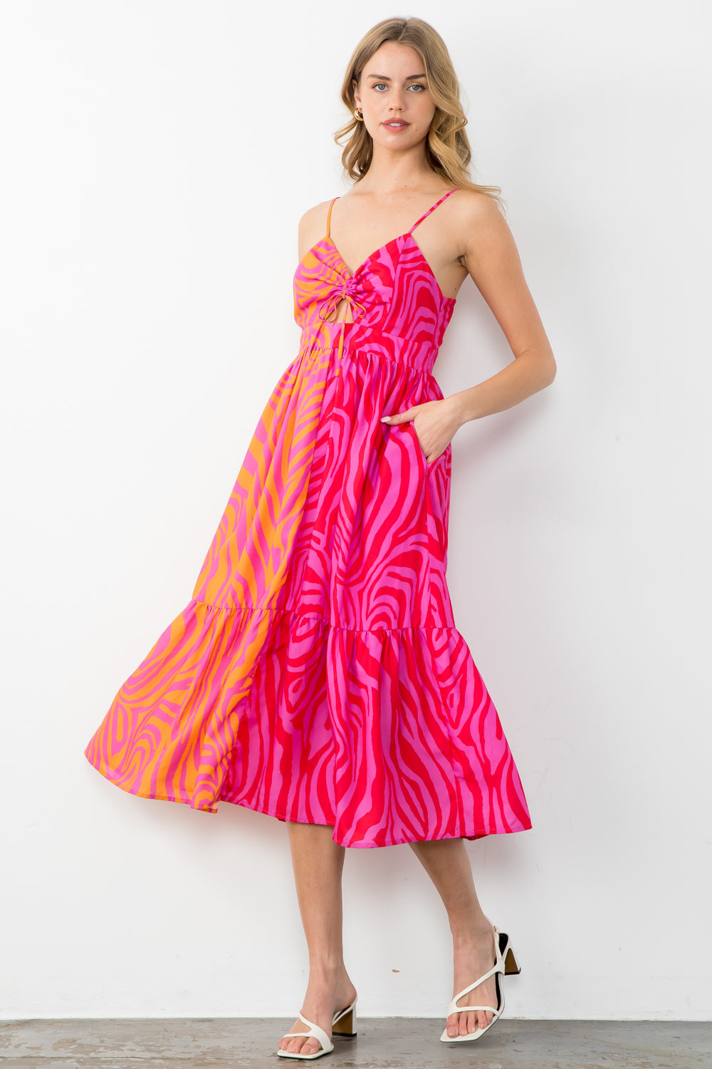 Simply Classic Colorblock Zebra Print Dress