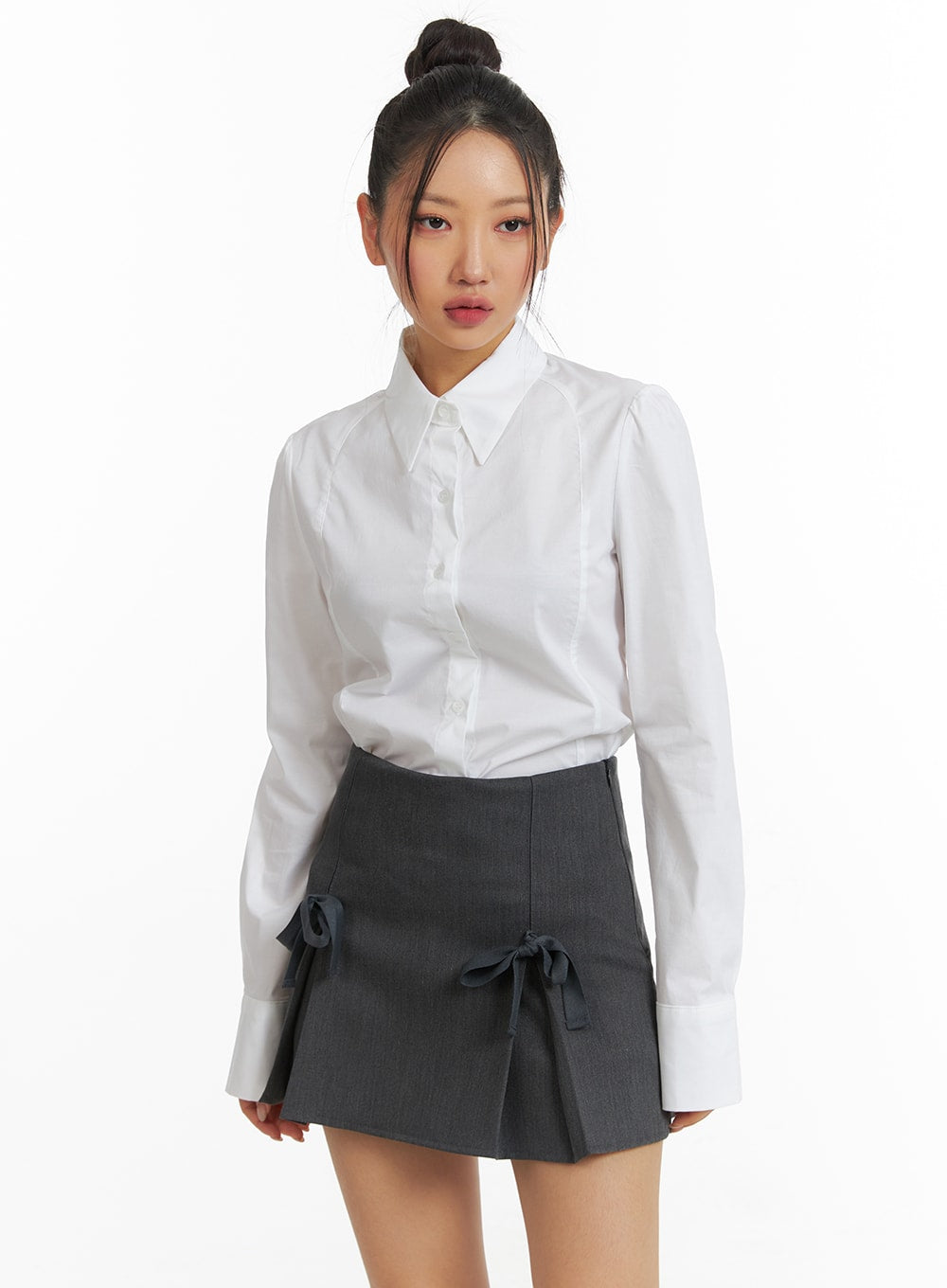 Solid Button-Up Shirt CJ429