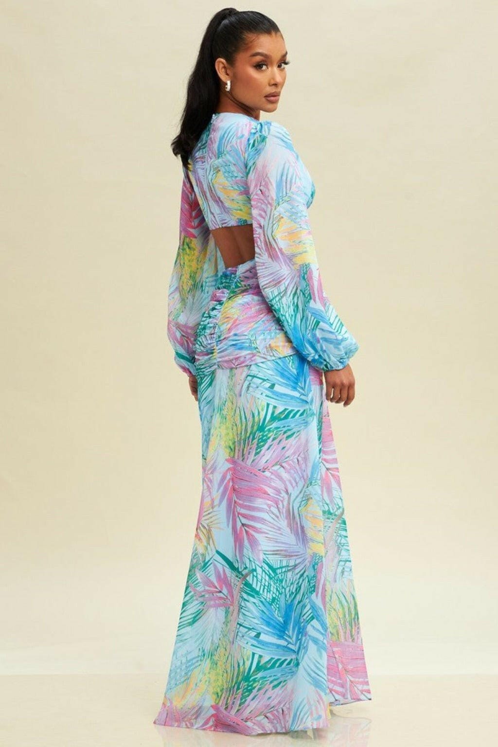 Sunrise Chiffon Floral Maxi Dress - Pink