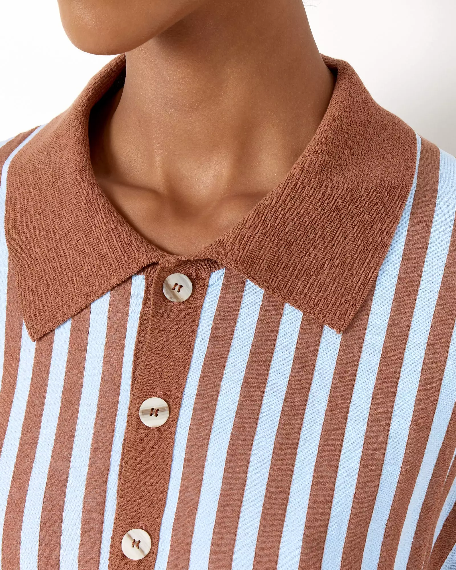 Tatami Shirt in Celeste/Chestnut