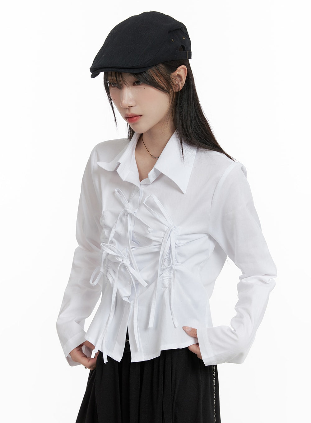 Tie Shirred Crop Shirt CA404