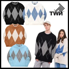 TWN  |Unisex Street Style Oversized V-neck & Crew neck