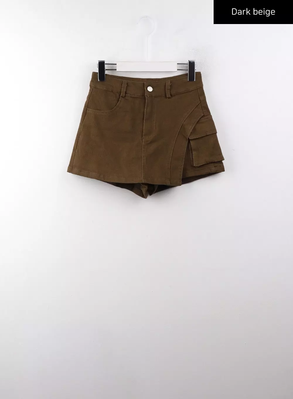 Unbalanced Solid High Waist Button Cargo Mini Skirt CD329