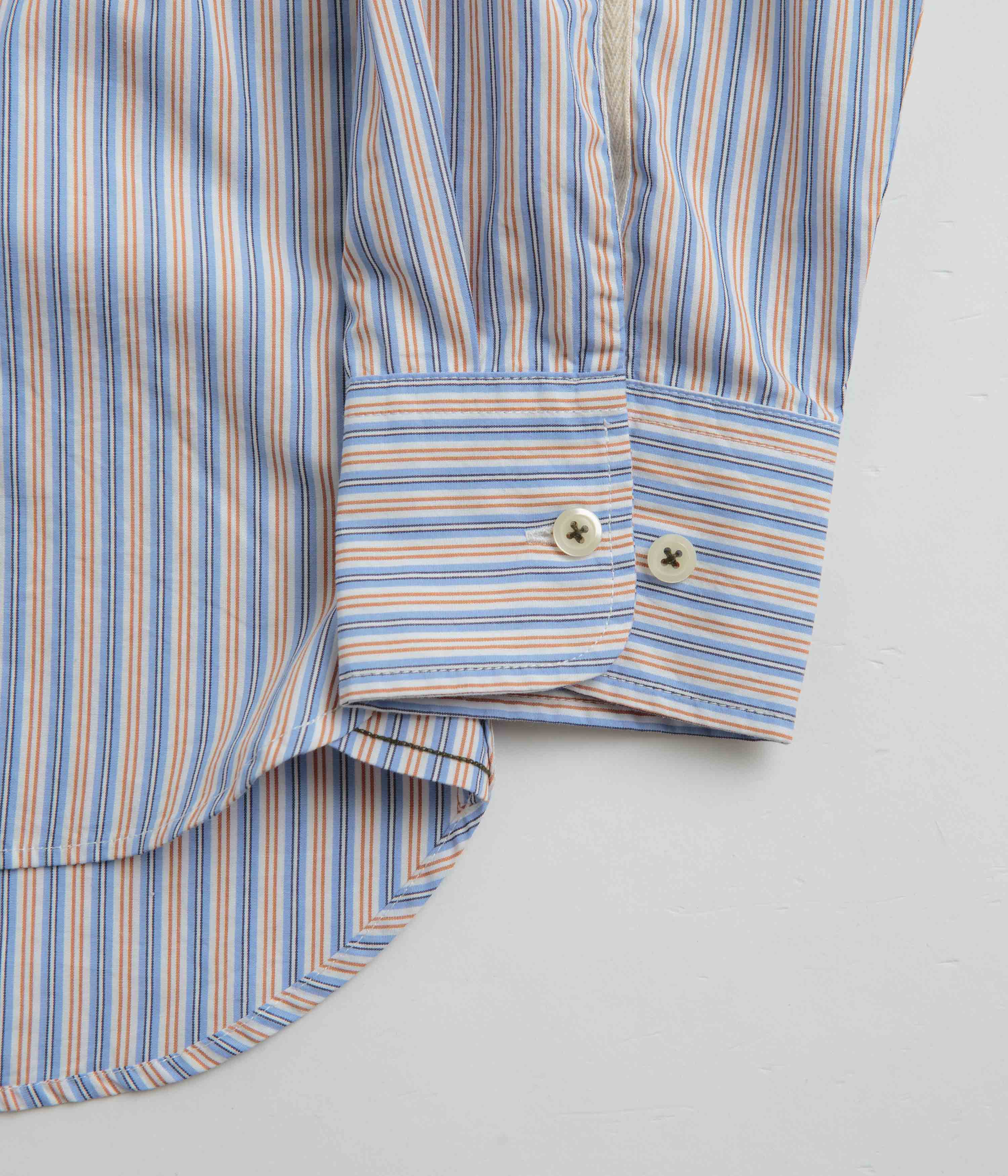 Universal Works Square Pocket Shirt - Blue / Orange Stripe