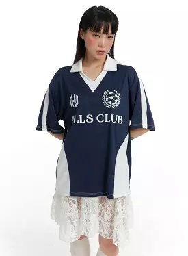 V-Neck Collar Football Jersey Shirt IF423