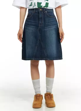 Washed Denim Midi Skirt CA404