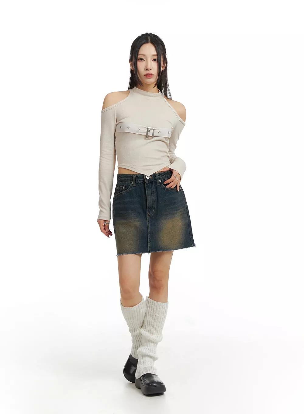 Washed Denim Mini Skirt CJ416