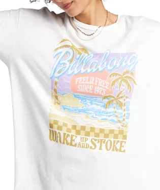 Women's Billabong Wake Up And Stoke Boyfriend T-Shirt