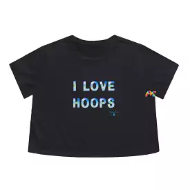 Women's Flowy I Love Hoops Cropped T-Shirt