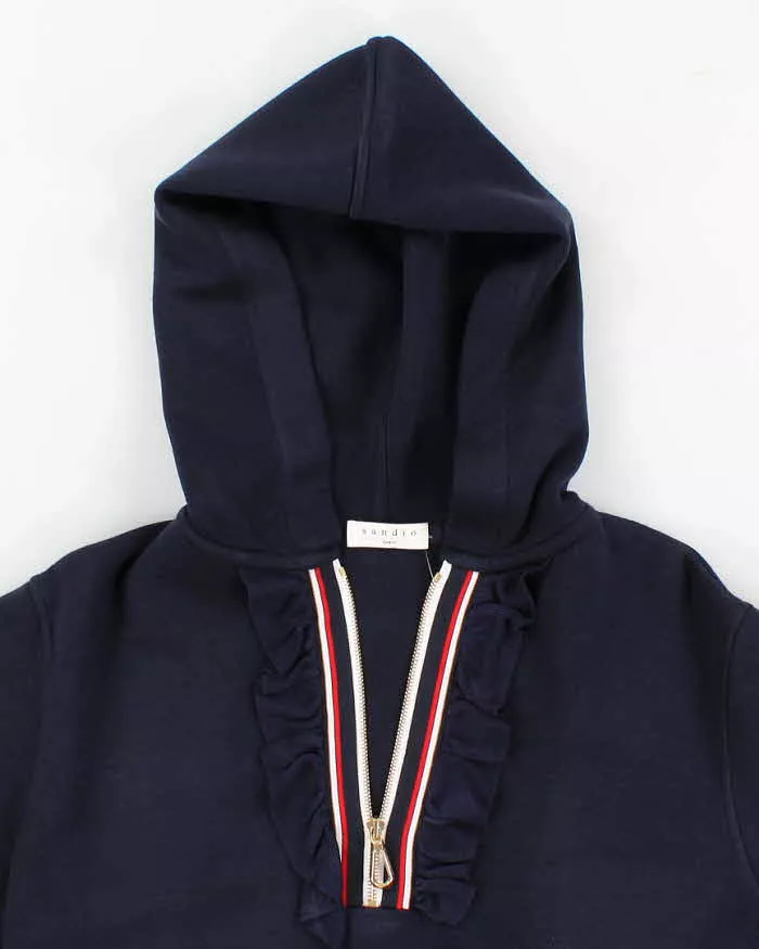 Womens Sandro Navy Crop Hoodie - S