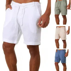 Xituodai 2022 New Men's Casual Fashion Flax High Quality Shorts Linen Solid Color Short Trousers Male Summer Beach Breathable Fl