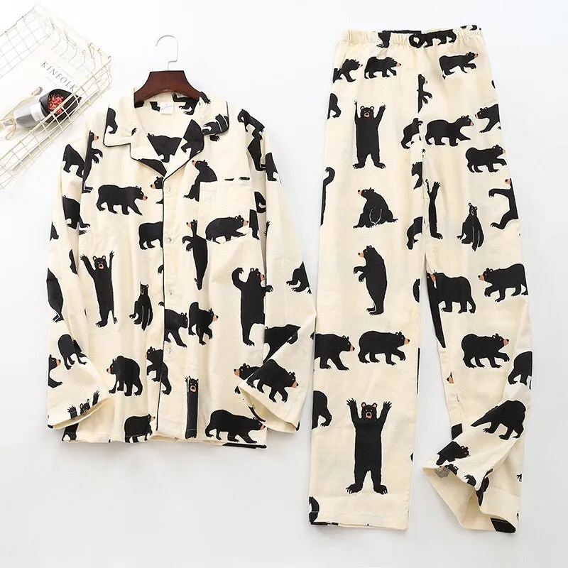 Xituodai Cute white bear 100% brushed cotton men pajama sets Autumn Casual fashion animal sleepwear men homewear sexy pijamas mu