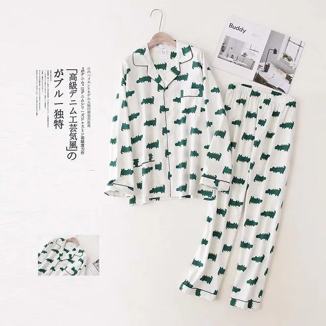 Xituodai Cute white bear 100% brushed cotton men pajama sets Autumn Casual fashion animal sleepwear men homewear sexy pijamas mu