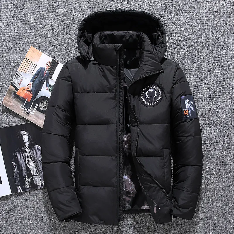 Xituodai Men's White Duck Down Jacket Coat Winter Warm Hooded Thick Puffer Parka High Quality Casual Fashion Windbreaker Down Ja